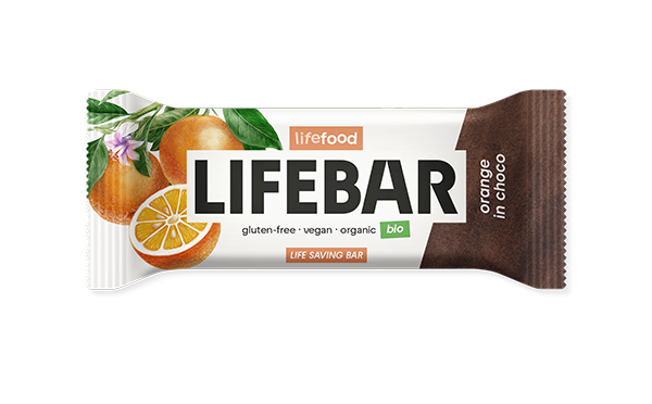LIFEBAR BATON CU PORTOCALE INVELIT IN CIOCOLATA RAW BIO 40G