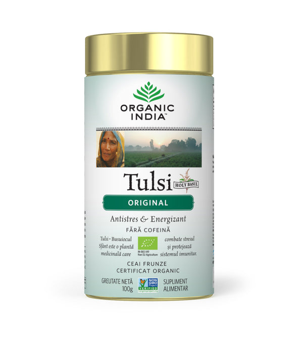 Ceai Tulsi (Busuioc Sfânt) Original, Antistres & Energizant 100g ECO| Organic India