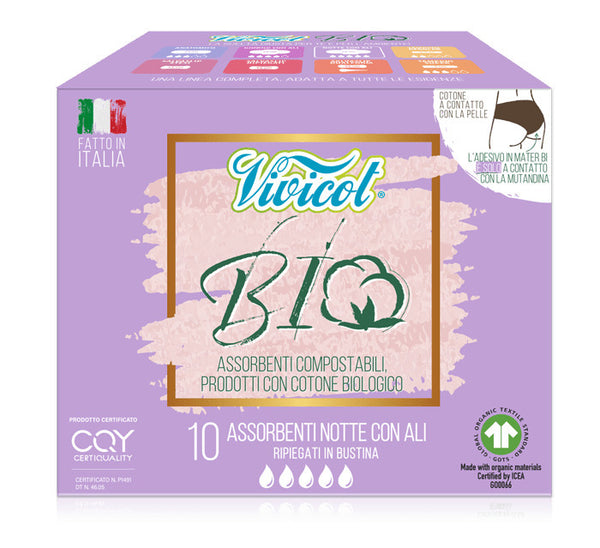 ABSORBANTE DE NOAPTE DIN BUMBAC BIO, HIPOALERGENIC, COMPOSTABIL (10 BUC)