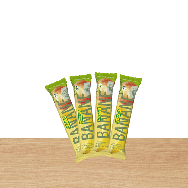 Pachet 4x Baton cu fructe banana si mar bio, 40g