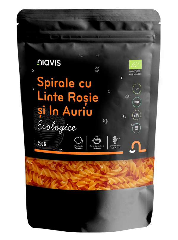 Spirale cu Linte Rosie si In Auriu Ecologice 250g