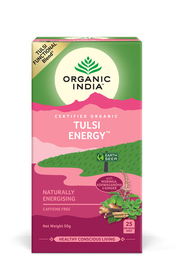 Ceai Tulsi Energy, Amestec Adaptogen Energizant Natural, 25pl | Organic India
