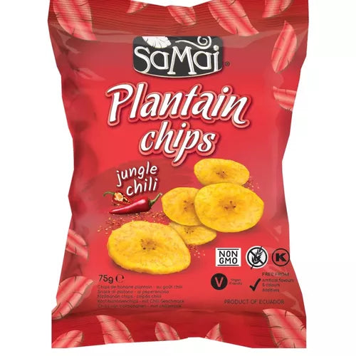 Chipsuri de banane (Plantain) cu gust de "Jungle chili", 75g | SaMai