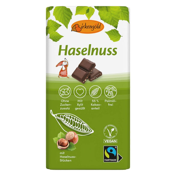 CIOCOLATA NEAGRA CU ALUNE DE PADURE INDULCITA CU XILITOL 100G