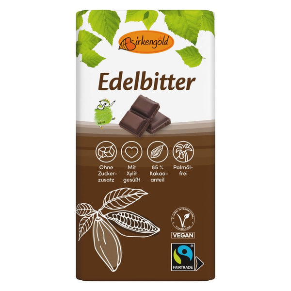 CIOCOLATA NEAGRA 85% CACAO INDULCITA CU XILITOL 100G