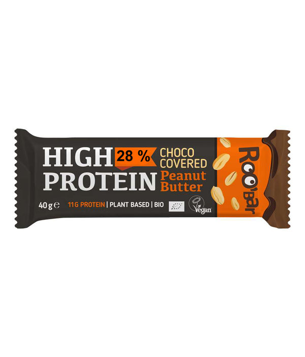 BATON PROTEIC CU CREMA DE ARAHIDE INVELIT IN CIOCOLATA BIO 40G
