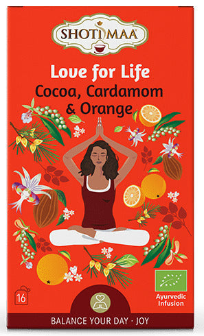 CEAI SHOTIMAA BALANCE YOUR DAY - LOVE FOR LIFE - CACAO, CARDAMOM SI PORTOCALA BIO 16DZ