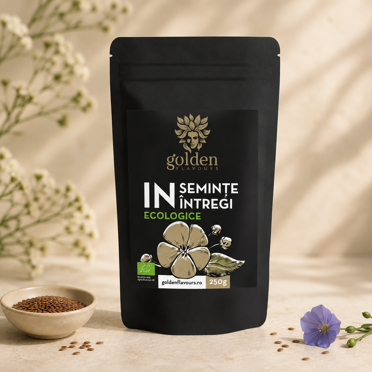 Semințe de In Întregi ECO, 250g | Golden Flavours