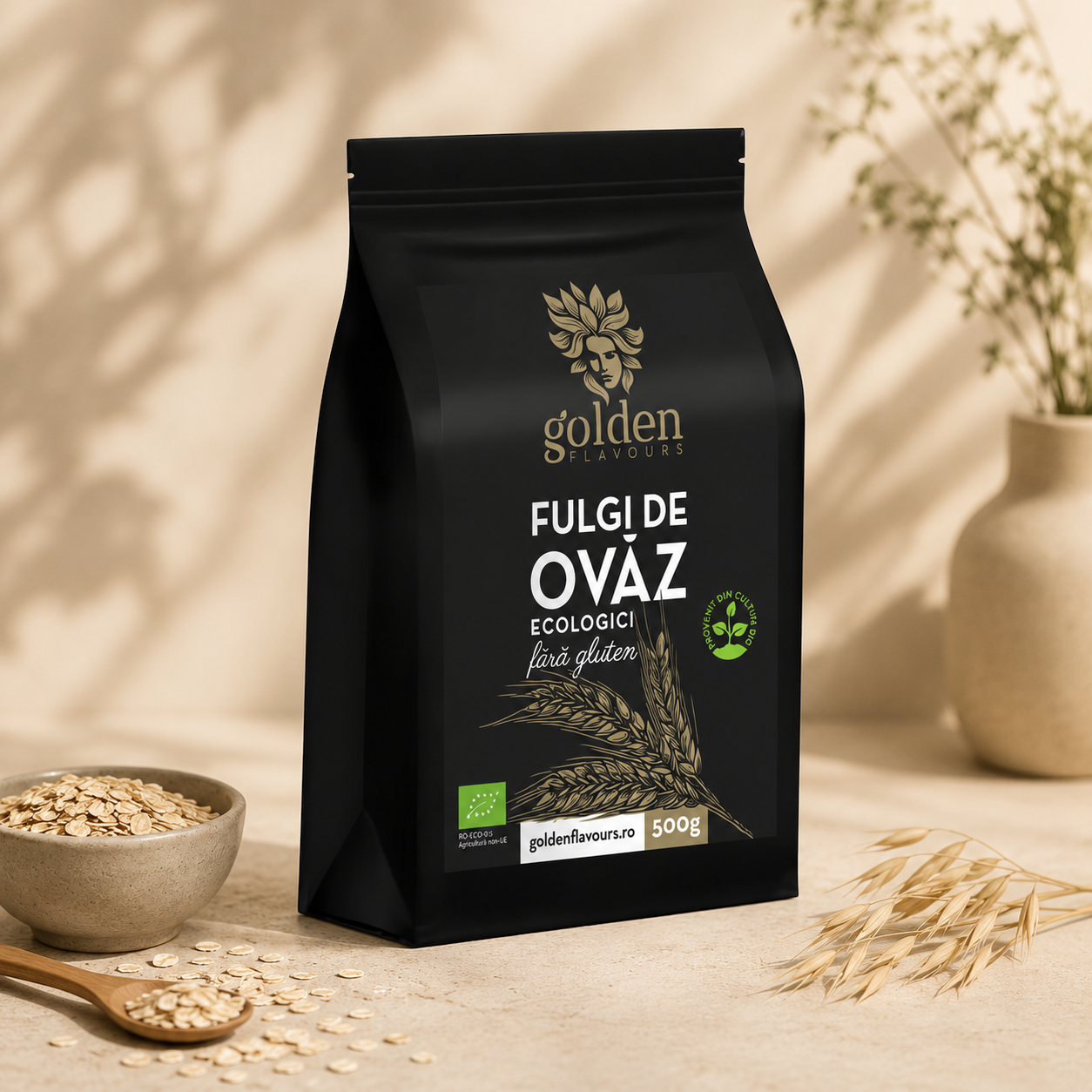 Fulgi de Ovăz Fără Gluten ECO, Tract Digestiv Sănătos, 500 g | Golden Flavours