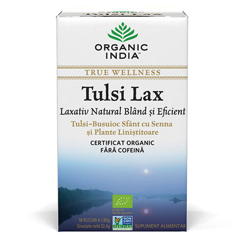 ORGANIC INDIA Ceai Tulsi Lax | Ceai Laxativ Bland si Eficient cu Senna 18 IB *BIO