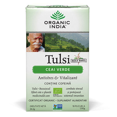 Ceai Verde Tulsi, Antistres & Vitalizant 18pl ECO| Organic India