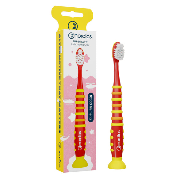 PERIUTA DE DINTI PENTRU COPII PREMIUM 10500 FILAMENTE - SUPER MOALE - +4 ANI - ROSU