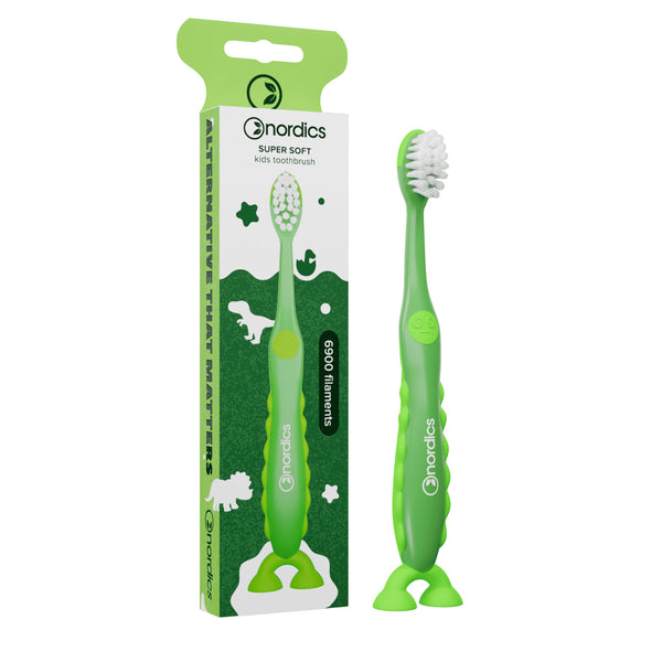 PERIUTA DE DINTI PENTRU COPII PREMIUM 6900 FILAMENTE - SUPER MOALE - + 2 ANI - VERDE