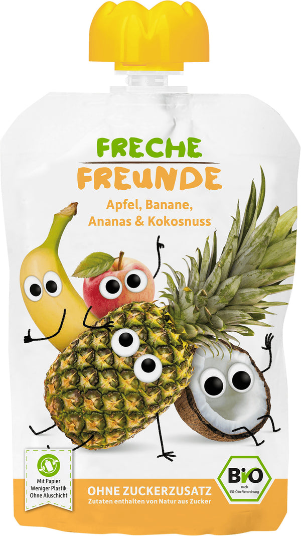 PIURE DE MERE, BANANE, ANANAS SI COCOS BIO 100G