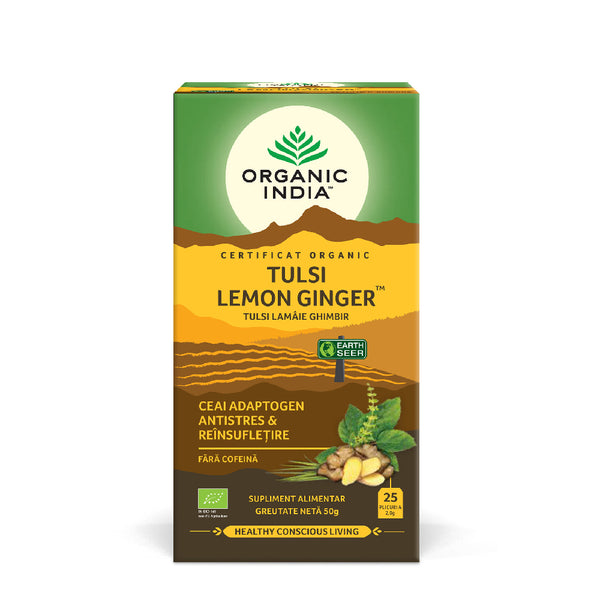 Ceai Tulsi cu Lamaie si Ghimbir, Antistres Natural 25pl ECO| Organic India