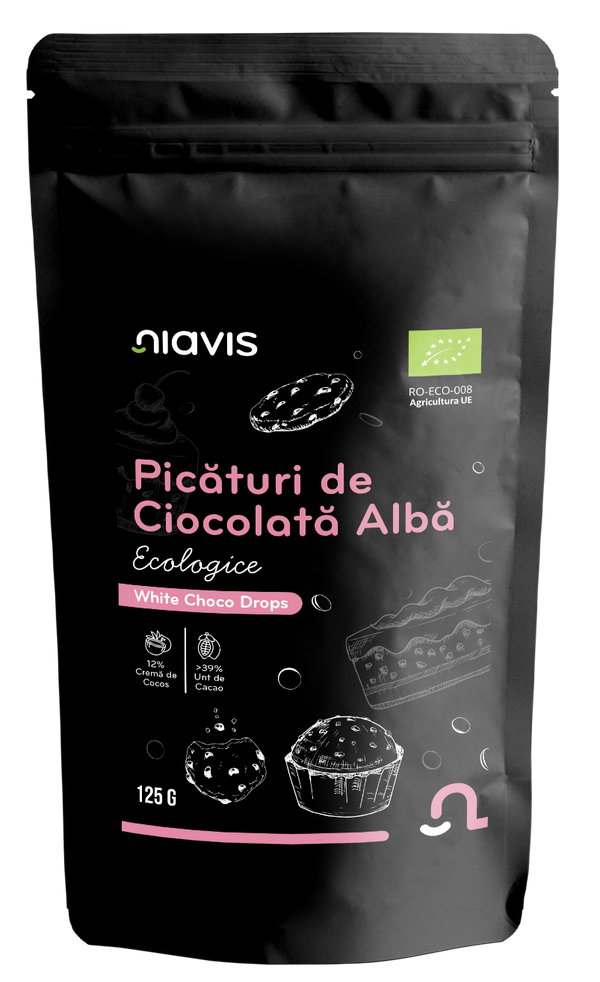 Picaturi de Ciocolata Alba Ecologice/BIO 125g