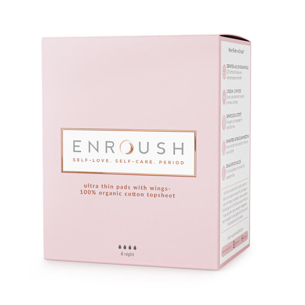 Absorbante 100% Organice NOAPTE, 8 bucăți | Enroush