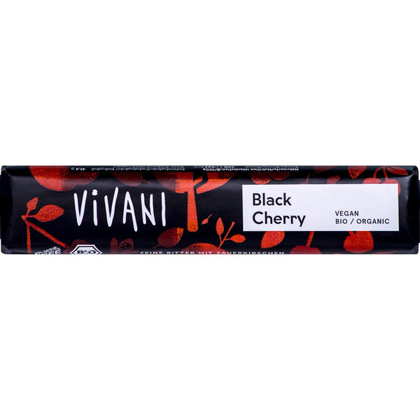 Baton de ciocolata amaruie cu visine VEGAN, 35g