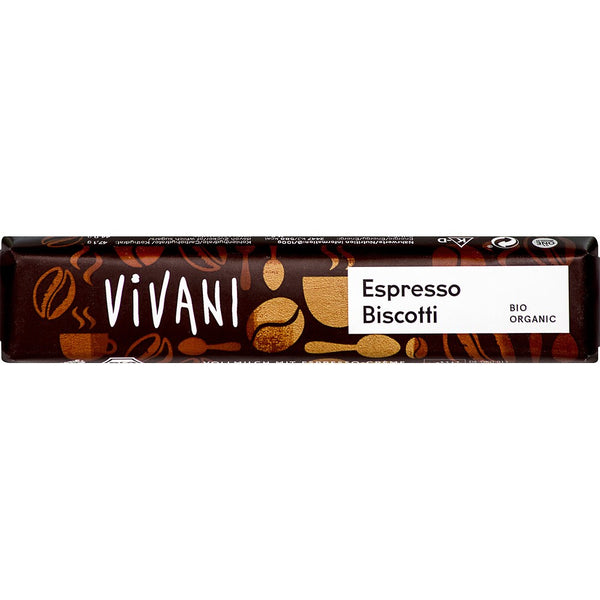 Baton bio de ciocolata espresso biscotti, 40g