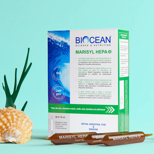 Marisyl Hepa 4® - Plasmă Marină cu Plante Medicinale - Detoxifiere Ficat, Digestie, Plus de Energie, 30x10ml