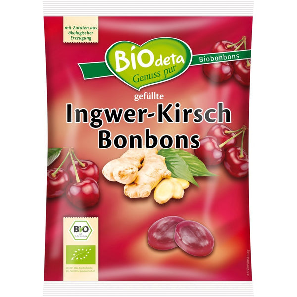 Bomboane bio cu ghimbir si cirese, 75g