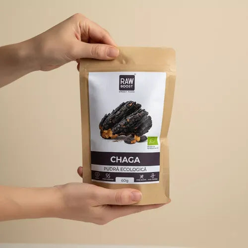 Chaga Pudră ECO - Puternic Antioxidant și Imunomodulator Natural, 60g | Rawboost