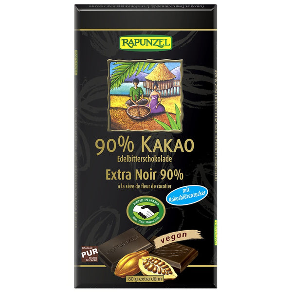 Ciocolata amaruie 90% cacao si zahar de cocos, 80g