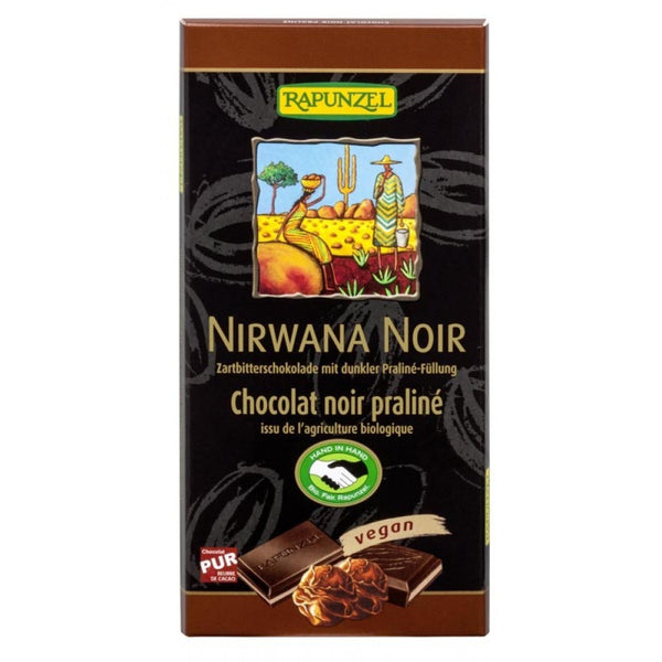 Ciocolata Bio Nirwana neagra cu praline 55% cacao, 100g