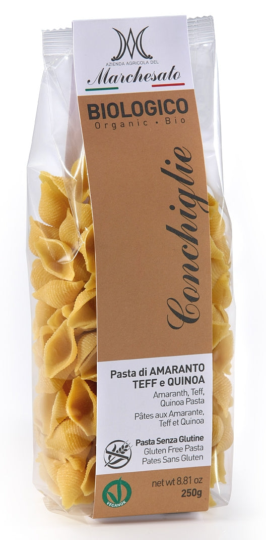 PASTE CONCHIGLIE DIN AMARANTH, TEFF SI QUINOA BIO 250G