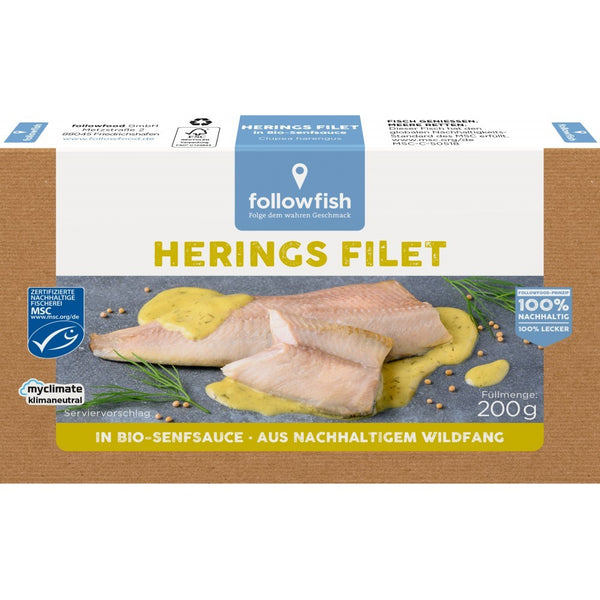 File de hering in sos de mustar bio, 200g