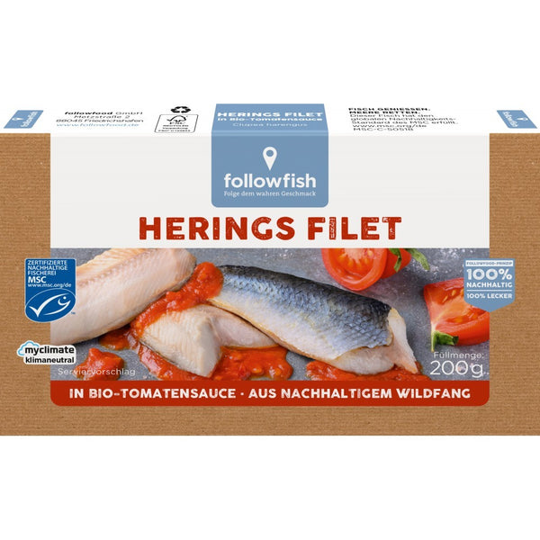 File de hering in sos te tomate bio, 200g