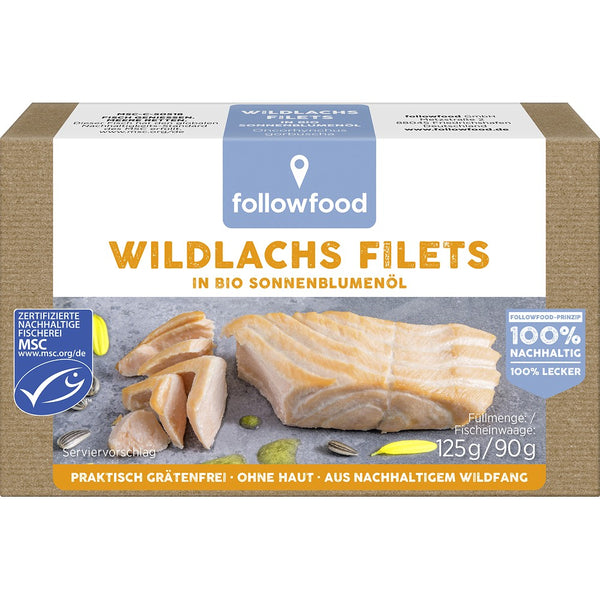 File se somon salbatic in ulei de floarea-soarelui bio, 125g