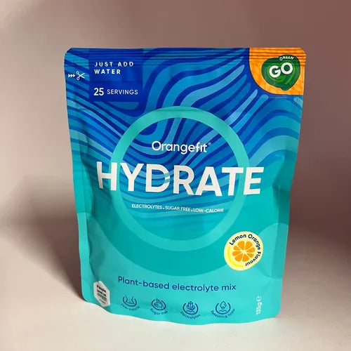 Hydrate - Apă cu electroliți, aromă de lămâie și portocală, 135g | Orangefit
