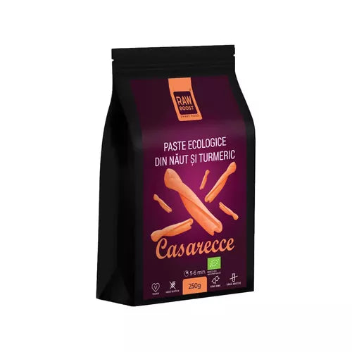 Paste ECO Casarecce din Năut cu Turmeric, Fără Gluten, 250g | Rawboost