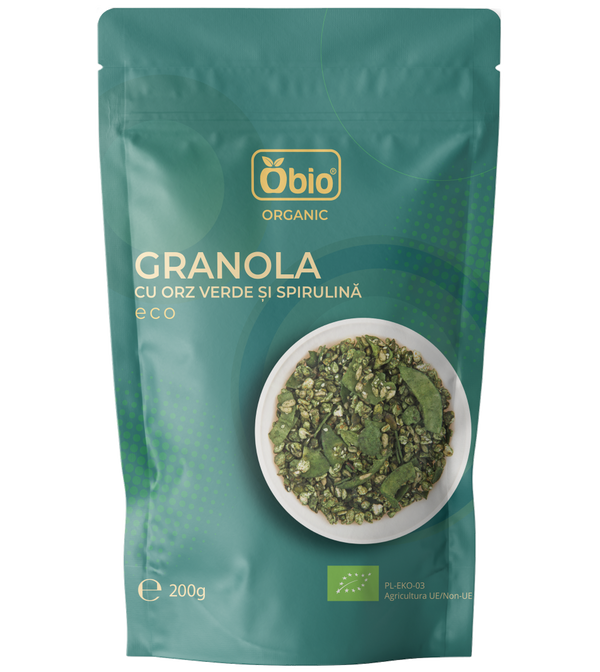 GRANOLA CU ORZ VERDE SI SPIRULINA BIO 200G
