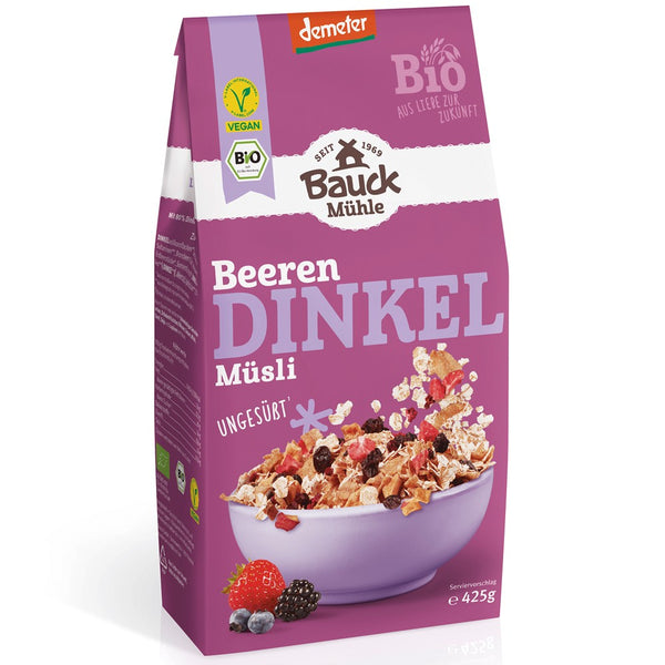 Musli bio din spelta cu fructe de padure vegan demeter, 425g
