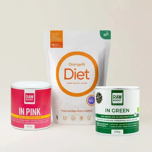 Pachet SILUETĂ și FRUMUSEȚE - Diet Afine + In Pink Collagen Booster + In Green Mix Verde