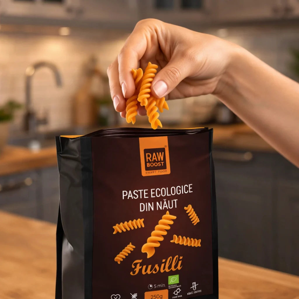 Paste ECO Fusilli din Năut, Fără Gluten, 250g | Rawboost