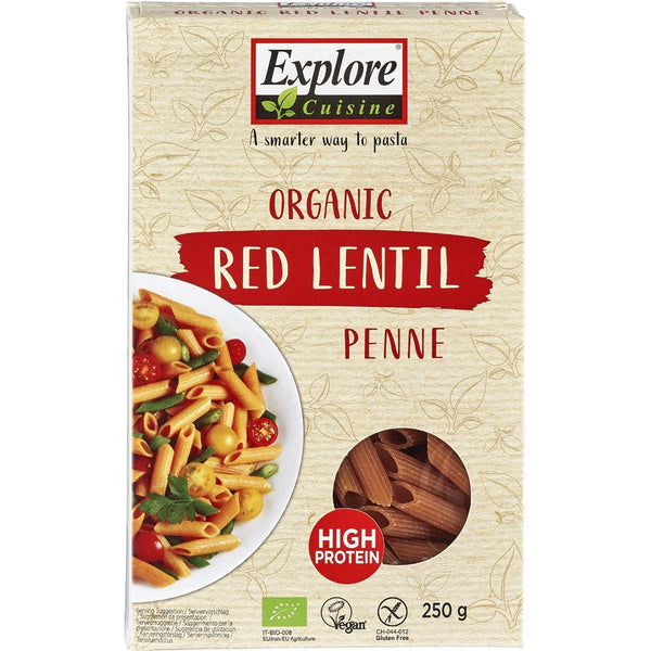 Penne bio din linte rosie fara gluten, 250g