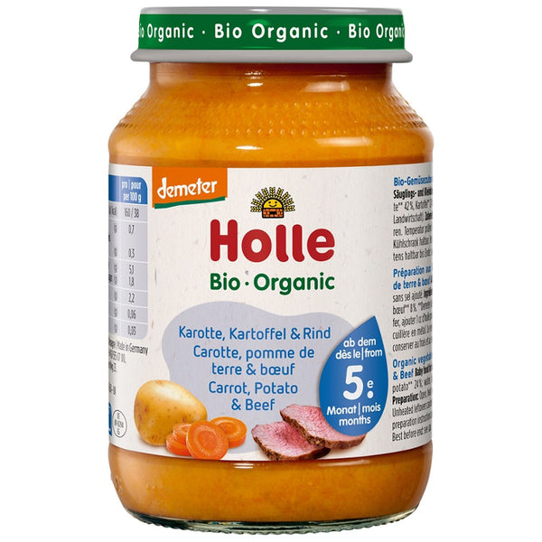 Piure bio de morcovi cartofi si carne de vita fara gluten pentru copii 5 luni , 190g