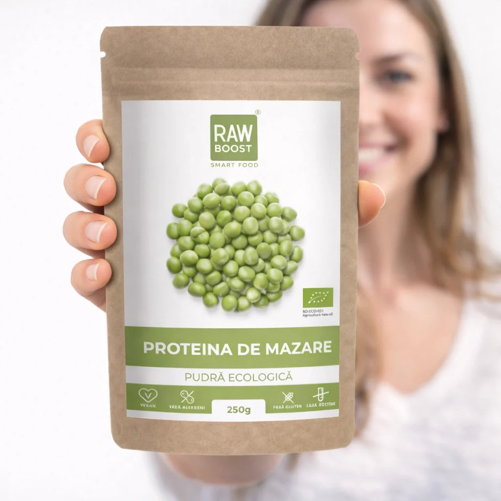 Proteină de Mazăre Pudră ECO - Creștere Masă Musculară, Pierdere în Greutate | Rawboost