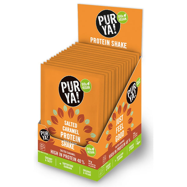 Pudra proteica vegetala bio cu caramel sarat si guarana, 30g