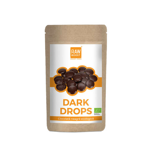 Dark Drops - Ciocolată Neagră Vegană ECO, 90g | Rawboost